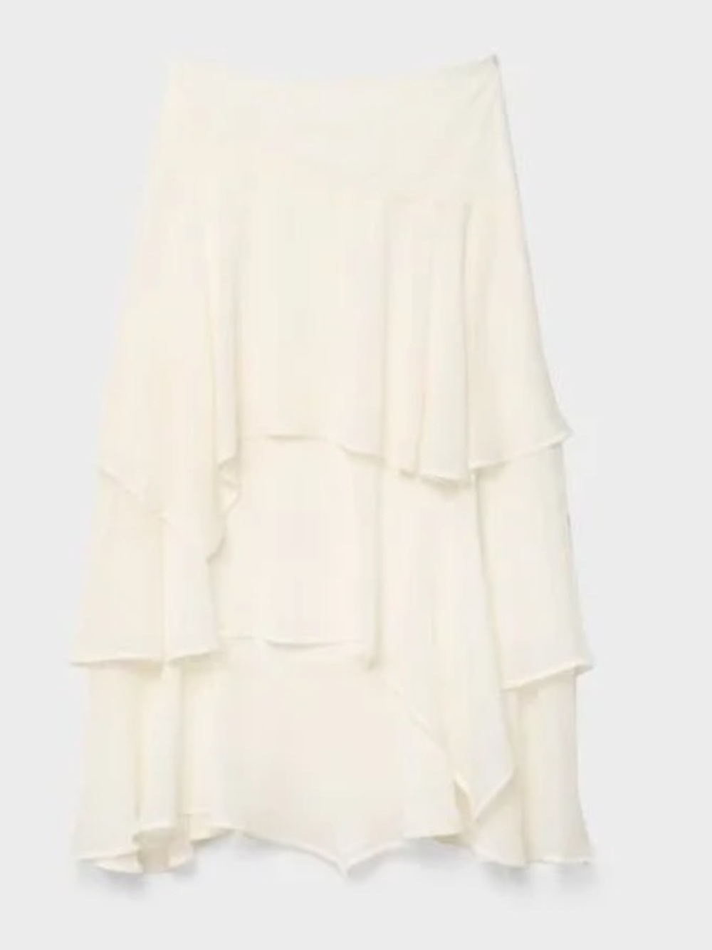Massimo Dutti NWT tiered ruffled midi skirt ecru size 6 5242/504